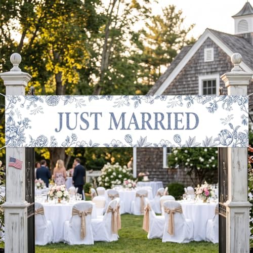 Just Married Wedding Decor Banner Decorations Party Hanging Sign