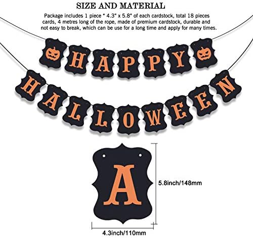 ERKOON Happy Halloween Banner Bunting with Pumpkin Sign for Halloween Wall Decorations Party Supplies Home Hanging Photo Props