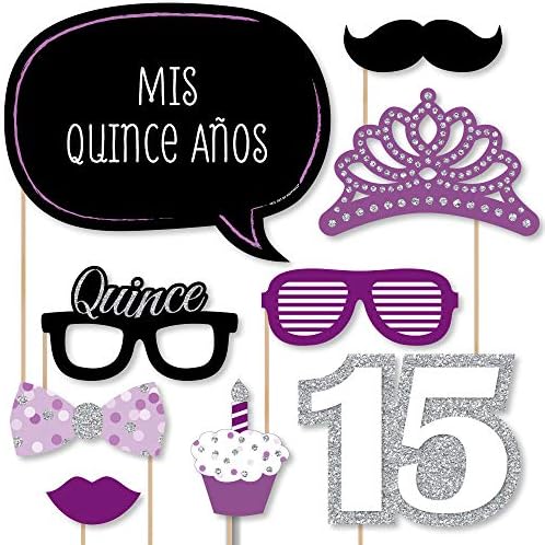Quinceanera Purple - Sweet 15 Photo Booth Prop Kit, DIY Props - 20pc