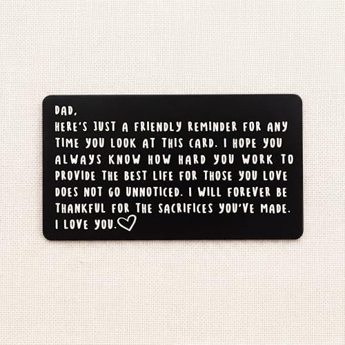Red Dot Laser Engraving Wallet Card for Dad – Father's Day from Son or Daughter for the Best Dad Ever - Voted Most Meaningful and Unique Gift for Fathers - Gift Ready, Engraved