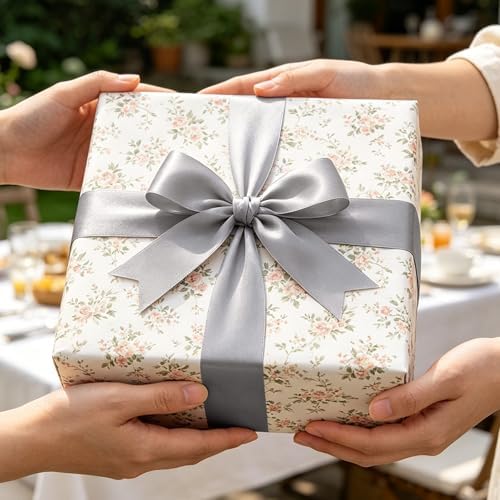 30Yards 1In Gray Satin Ribbon for Gift Wrapping Wedding Christmas Decor