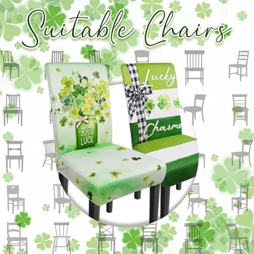 St Patricks Day Chair Covers Set of 4 Shamrock Chair Back Covers St Patrick's Day Dining Chair Covers for Party Kitchen Decorations