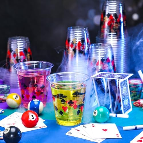 Uiifan 50 Pcs Casino Party Decoration 12oz Las Vegas Supply Game Night Cups