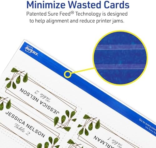 Avery Printable Place Cards, Sure Feed Technology, 1-7/16" x 3-3/4", Matte White, Laser & Inkjet Compatible, 150 Blank Tent Cards Total (5011)