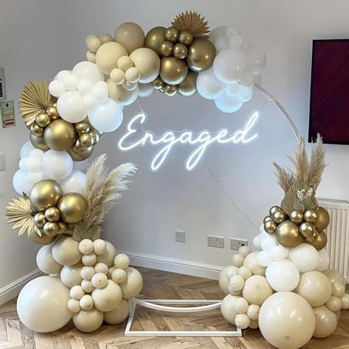 White Sand Balloon Arch Kit, 143Pcs Sand White cream beige Latex Balloon Garland kit, 18 12 10 5 Inch Different Size Balloons for Birthday Baby Shower Wedding Boho Party Decorations Supplies