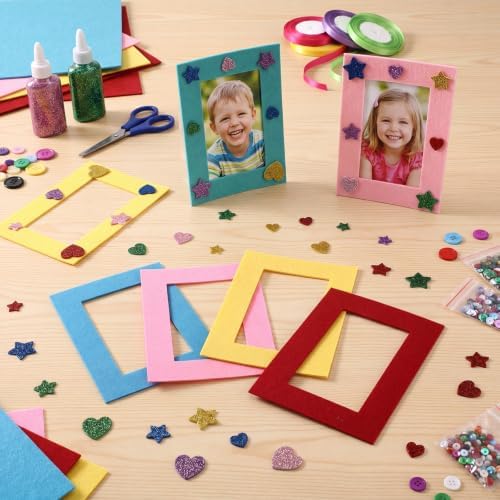 Jetec 48 Pieces Felt Craft Picture Frames with Stickers 4x6 in 12 Colors