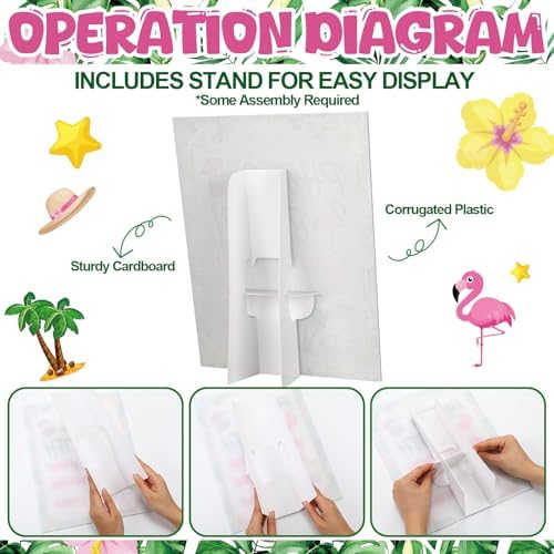 Briwooody Luau Summer Photo Booth Props with Stand Retro Background Table
