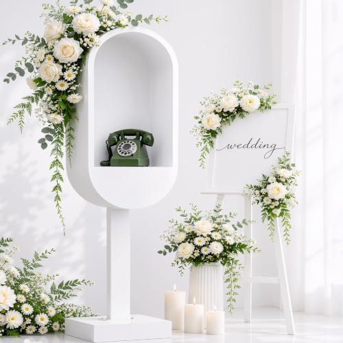 White Metal Audio Guest Book Phone Booth Stand for Wedding & Party