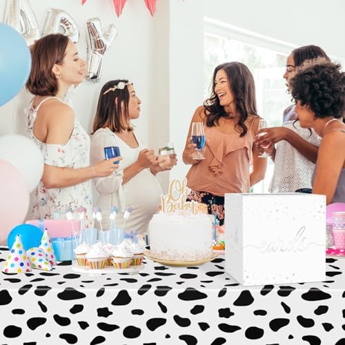 QISOLIY White Card Box for Party with Silver Foil Dots, 8.7" Gift Card Holder and Money Box for Wedding, Baby Shower, Birthday, Graduation, Retirement, Anniversary Decorations