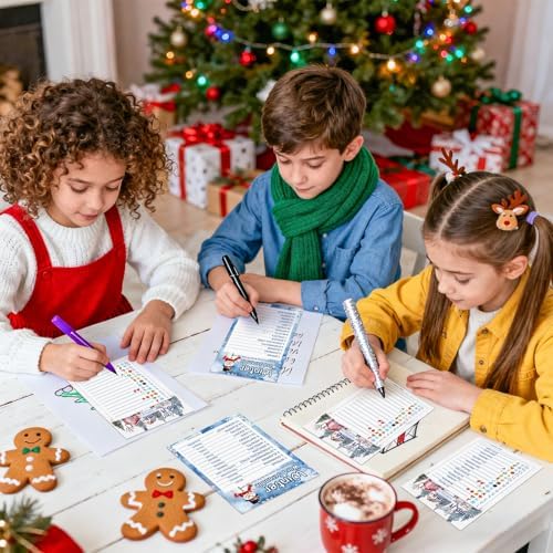 27 Pcs Winter Party Games Merry Christmas Games for Families Holiday Paper Game Cards Double Sided Printed Xmas Word Scramble Guessing Card Adult Family Large Groups Activity Supplies with Answer Key