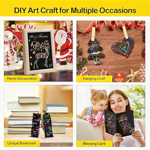 ZMLM 60Pcs Rainbow Scratch Drawing Art Paper Craft Set for Kids Boys Girls