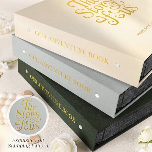 Lanpn Couple Photo Album 4x6 600 Pockets - The Story of Us, Linen Large Wedding Anniversary Picture Albums Book Horizontal Vertical Photo for Newlywed Engagement Love Stories Valentine's Day (Grey)