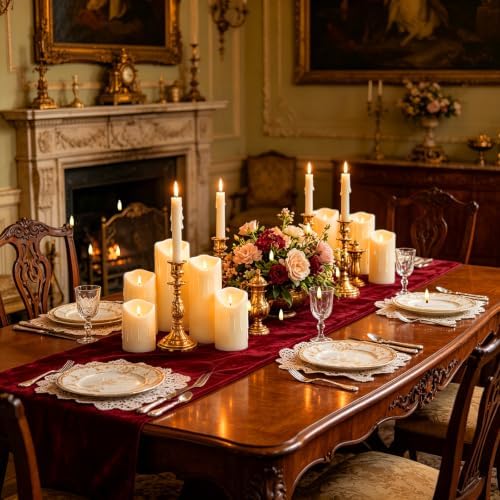 Nimiko Flameless Candles with Remote, Battery Operated Flickering Flameless Candles, LED Candles with Timer 2/4/6/8H, Realistic Drop Wax flameless Candle Set of 9 (D3 x H 3" 4" 5" 6" 7") (Ivory)