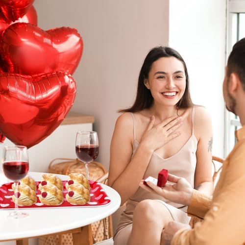 JarThenaAMCS 3Pcs Valentine' s Day Serving Trays Reusable Serving Dishes Red Pink Heart Decorative Platter for Wedding Party Sharing Snacks Fruits Dessert, 13 x 10 Inch