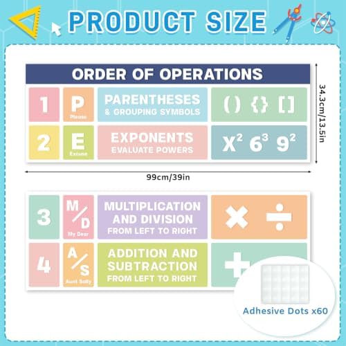 PAIVSUN 2Pcs Math Posters for Classroom, Math Bulletin Board Decorations Set, Large Educational PEMDAS Posters for Elementary Middle High Back To School Teacher Supplies Home Office Wall Decor