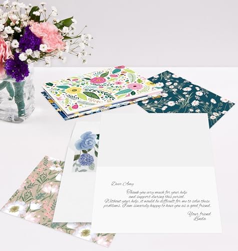 Nihuecne 24 Pack Blank Cards and Envelopes, Floral Design Greeting Cards