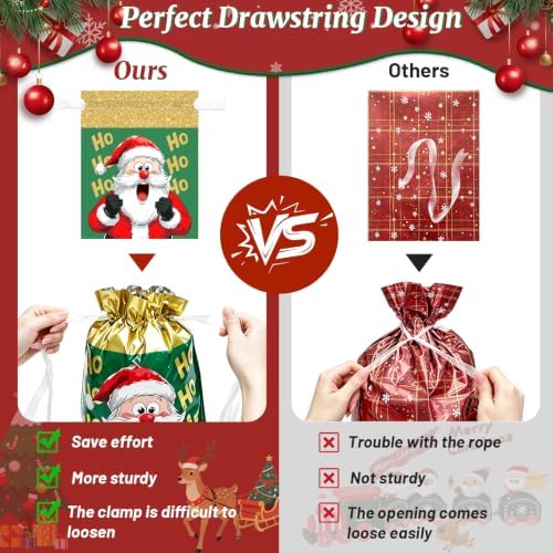 Ergohortus Christmas Drawstring Gift Bags, 20Pcs Christmas Bags for Gifts
