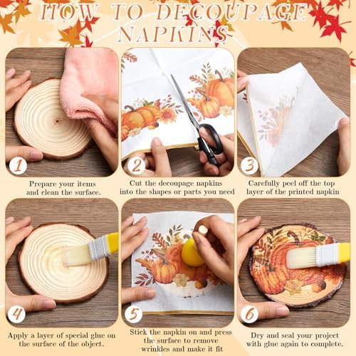 Crtiin 20 Pack Autumn Decoupage Napkins Cocktail Decorative Paper Napkins