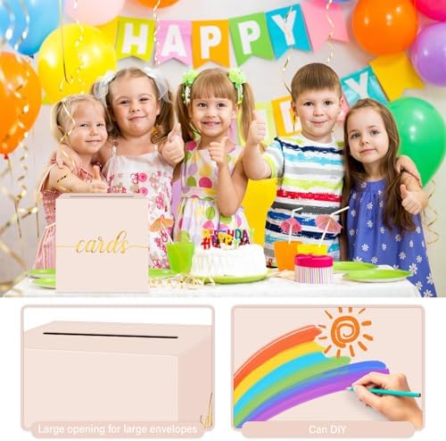 Blush Pink and Gold Foil Card Box for Party, 8.7", 1 Pack