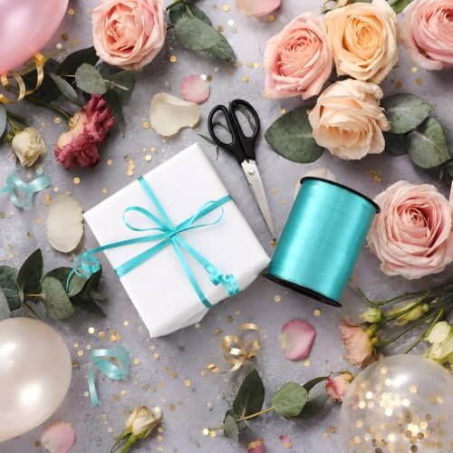 BEISHIDA 500 Yards Matte Teal Blue Curling Crimped Ribbon Balloon String Ribbons for Gift Wrapping Ribbon for Wedding Christmas Proposal Birthday Baby Shower Decoration