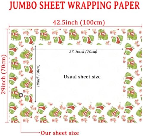 Cuitpan Capybara Christmas Wrapping Paper - Holiday Gift Wrap with Capybara Wearing Santa Hat & Striped Scarf - Cute Xmas Decorative Paper for Kids & Adults Gifts - 40×28 Inches, 4 Folded Sheets