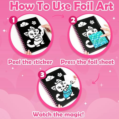 FUNNYB&G Foil Art Craft Kit for Kids, Sparkly Birthday Gift Toy for Girls