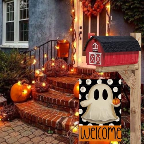 AVOIN colorlife Halloween Ghost Garden Flag for Outside 12x18 Inch