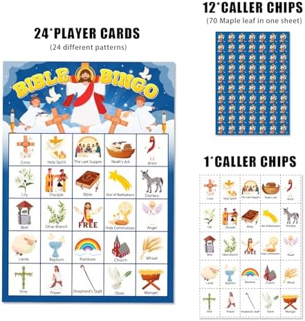 24 Players Christian Bible Bingo Game for Adults Kids