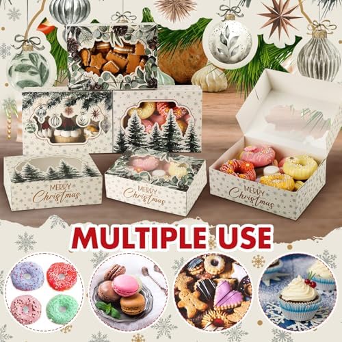 Eaasty 24 Pcs Christmas Cookie Boxes with Window Bulk, Green