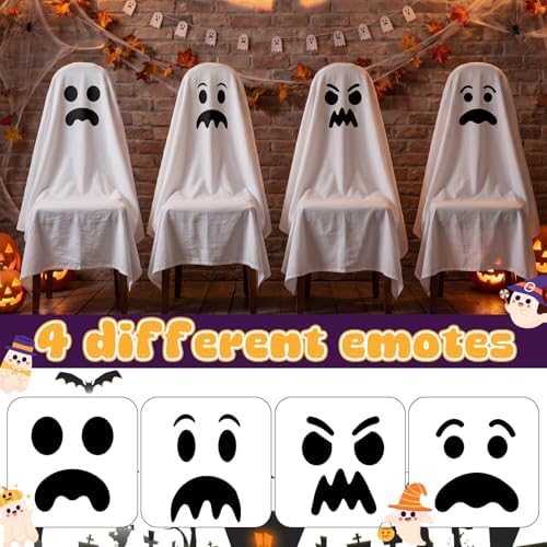 Frienda 4 Pcs Halloween Ghost Chair Covers Spooky Face Slipcovers 59 x 59"