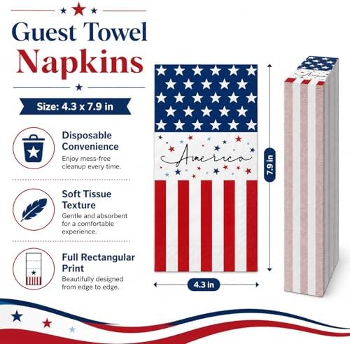 Patriotic 4th July Star Paper Napkins 100pcs
