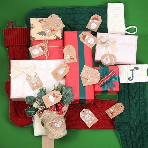 Mr. Pen- Christmas Gift Tags, 100 pcs, with Hemp Rope, 10 Designs