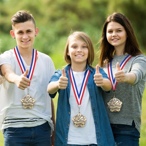 Quelay 30 Pcs 2 Inches Award Medals Bulk Medals Bulk with Neck Ribbons Metal Trophy Award Prize Gift for Tournaments, Competitions, Party, Kids and Adults