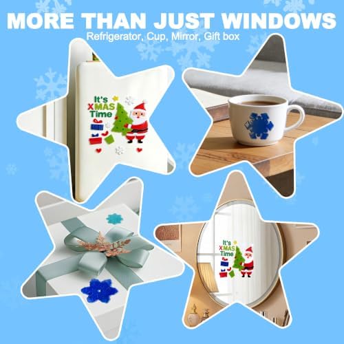 6 Sheets Christmas Gel Window Clings, Christmas Window Stickers for Glass
