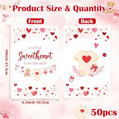 Haooryx Sweet Heart Bear Baby Shower Party Favor Bags Gift Wrap Decoration