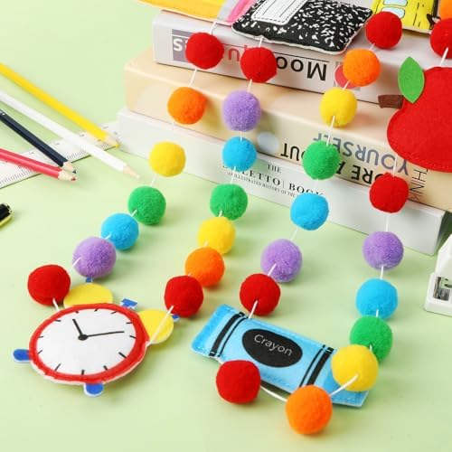 Jansun 8.2 Ft 3D Back to School School Bus Apples Alarm Clock Garland