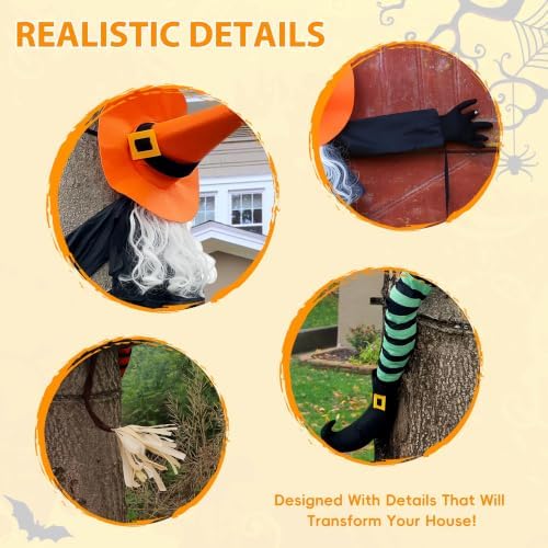 53" Witch Crashing into Tree Halloween Outdoor Decoration