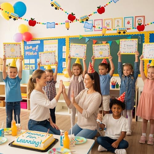 Croblissful Back to School Felt Garland Classroom Pom Pom Decorations