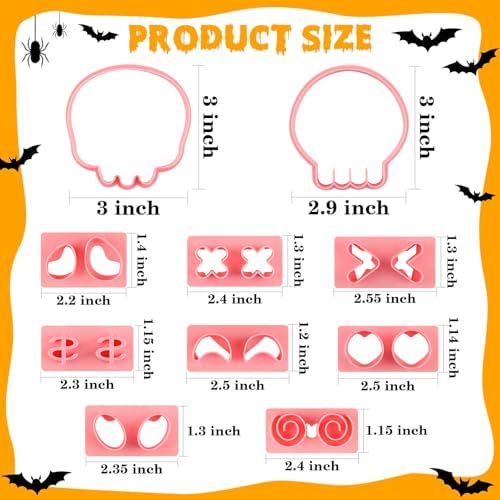 HUAKENER Halloween Cookie Cutters Set, Skull Cookie Cutter, Biscuit Molds