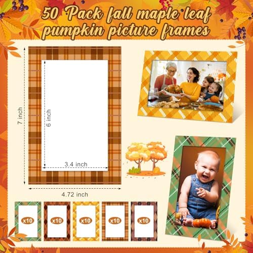AmazingSpark 50 Pack Fall Paper Photo Picture Frames Bulk Craft