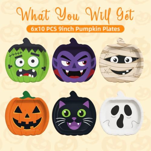 Halloween Paper Plates 9 Inch 60 Pack