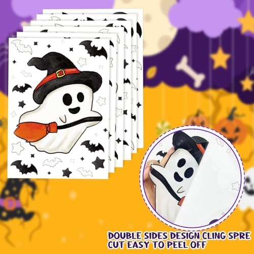 XZENTIRA 161 PCS Halloween Window Clings Double Sided Ghost Window Stickers Reusable Seasonal Window Decorations Ghost Decor Decals for Glass Windows Home Office Party 6 Sheets