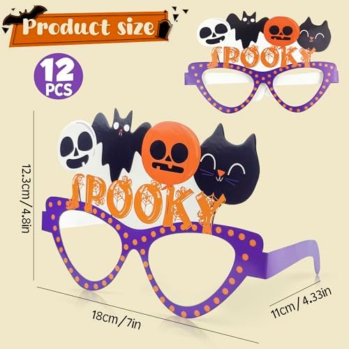 Halloween Party Favors - 12 PCS Paper Eyeglasses | Womens Halloween Costumes 2026 - Halloween Shirts Pajamas Sweatshirts - Trick or Treat Decorations Accessories Gifts Dress Makeup for Adults Girls