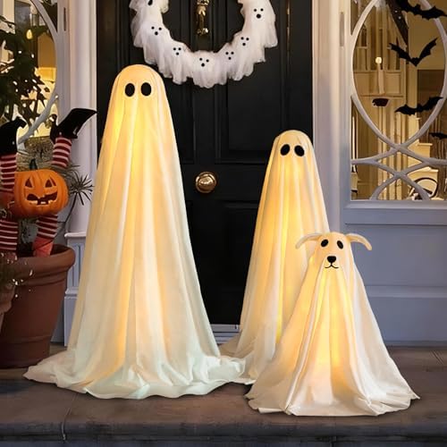 Halloween Decorations Outdoor - 3 Pack Lighted Spooky Ghost Decorations