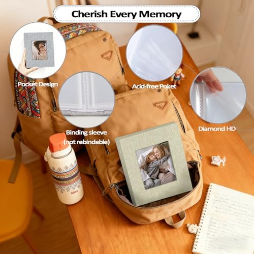 Popotop 2 Pack Photo Album 5x7 Pictures, Small Linen Slip-in Photo Albums Book for 80 Photos with 40 Pockets, Birthday Gifts for Women Mom Family Baby