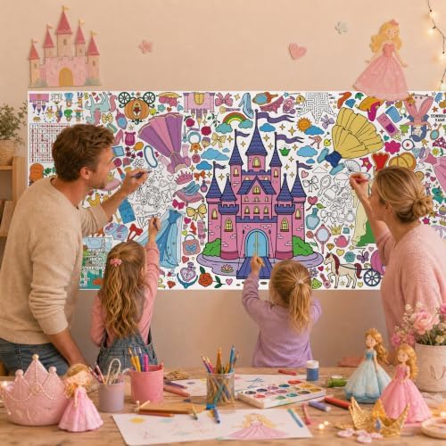 Princess Coloring Poster & Table Cover - 71" x 31.5"