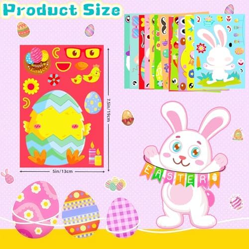 48 PCS Easter Stickers Crafts for Kids, Easter Craft Basket Stuffers