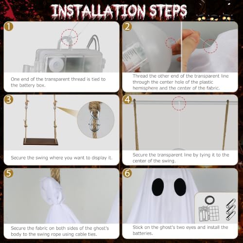 2 Pack Halloween Decorations Outdoor – Hanging Swing Ghost 4-8FT
