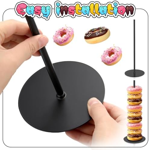2 Pcs Metal Donut Display Stand Tower for Dessert Table, Black