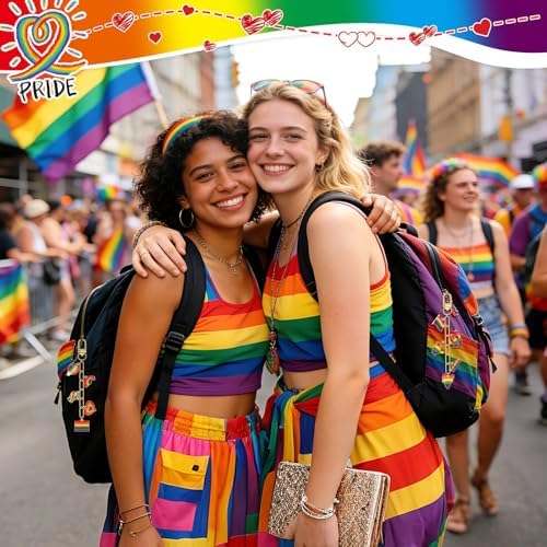 AUGSUN 189Pcs Pride Keychain Making Kit LGBT Rainbow DIY Keychain Craft